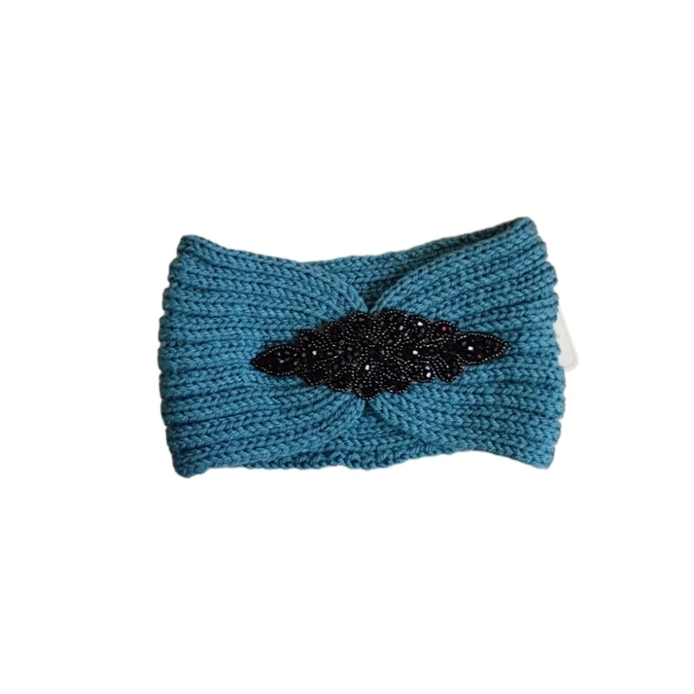 3 Pieces Set Headband Womens Winter Ear Warm Crystal Beads Turban Headwrap New